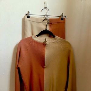 Fashion Nova - Pink/Crème 2piece skirt/top set.